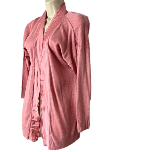 august silk Sweaters - AUGUST Silk Cardigan PINK Womens Large no closure silk trim Wool blend